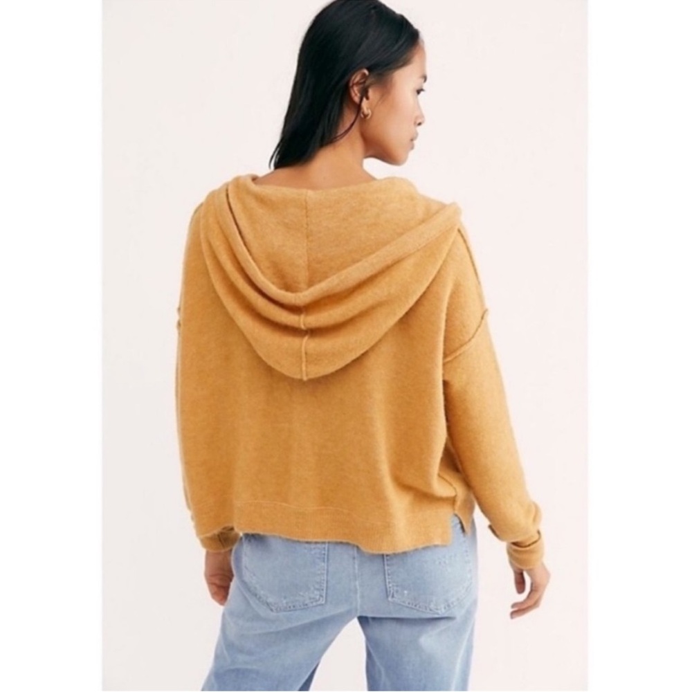 Womens Mustard Button-Henley Knit Sweater - Picture 7 of 10